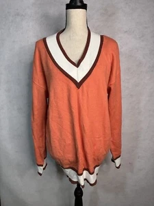 Flawless Sweater Womens Medium Orange V Neck Drop Shoulder Soft New with Tags - Picture 1 of 10