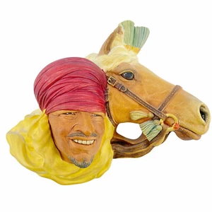 RARO DE COLECCIÓN Bosson's Chalkware Cabeza Hombre Árabe con Caballo Congleton Inglaterra Pastor - Imagen 1 de 11
