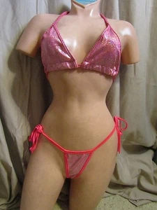 Top y tanga de bikini naranja Go Dancer, Stripper, Go Go Dancer exótico brillo UV - Imagen 1 de 3