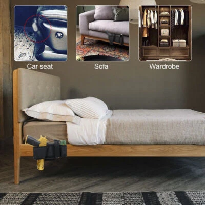 Concealed Carry Under Mattress Bedside Car Seat Gun Holster with Magazine Pouch - Image 1 of 4