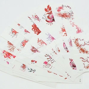 Flowers and Feathers Temporary Tattoos Fake Tattoos - 30 Pieces - Red and Pink - Picture 1 of 8