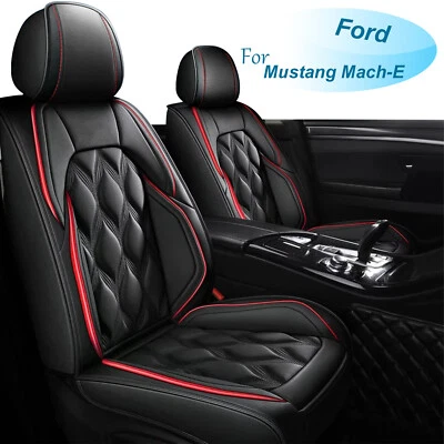 Almohadilla protectora de 5 asientos de PU para Ford Mustang Mach-E 2021-2024 líneas rojas Foto 1 de 4