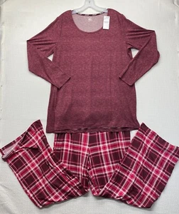 JOCKEY Women's 2 PC Christmas Pajama Set SZ XL Red Long Pants/Sleeves NWT $45.60 - Picture 1 of 12