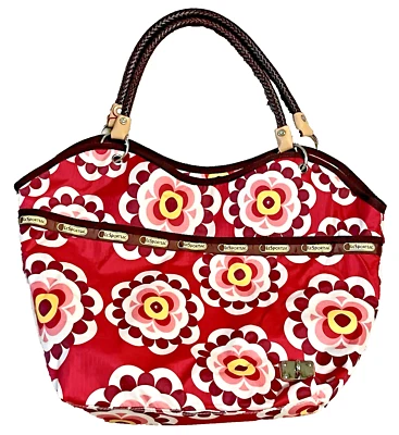 Lesportsac Tokidoki Weekender Tote Extra Large Roomy Red w/ Flowers Zip Closure - Image 1 of 4