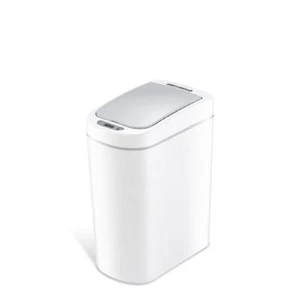White Plastic 1.8-gal Motion Sensor Trash Can Rectangle Fingerprint Proof - Picture 1 of 4