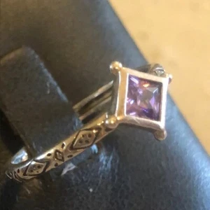 Anillo apilable Silpada Belle Fleur plata esterlina púrpura CZ R2748 talla 8 - Imagen 1 de 12