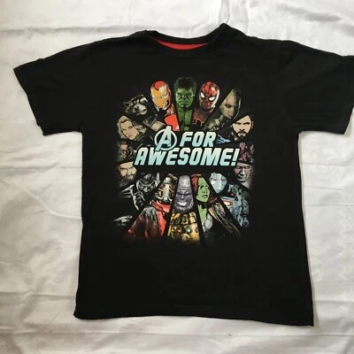 Men's Marvel Avengers Infinity War A is for Awesome Black  T-Shirt Boys Size Med - Image 1 of 4