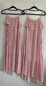 Pair H&M Christmas Candycane Stripe Red White Girls Dresses Size 11-12 / 15+ - Picture 1 of 4