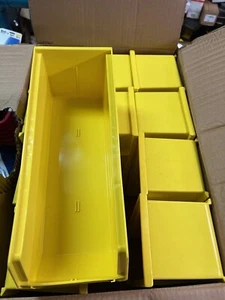 Global 188015YL Plastic Stacking Bin 5-1/2 x 14-3/4 x 5 Yellow Lot of 12 - Picture 1 of 2