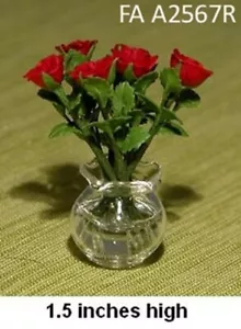 Roses in Glass Pitcher Dollhouse Miniature 1:12 Scale  - Picture 1 of 1