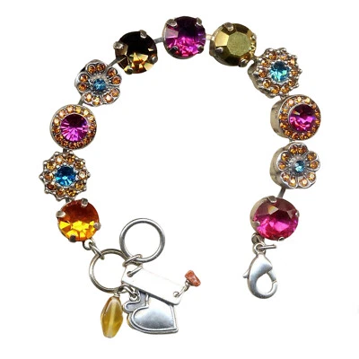 Pulsera Mariana Glitzy Aurum, Fucsia, Azul Aqua, Cuarzo Ahumado y Amarillo Go... Foto 1 de 3