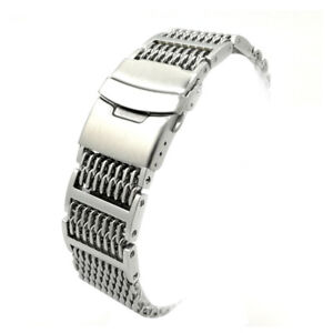  22mm Stainless Steel Shark Mesh Watch Band Strap Wrist Bracelet Strap