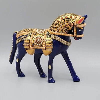 金属手工半宝石珐琅装饰马雕像印度 4.5 — 第 1/4 张图片