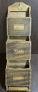 Vintage Wood Wall Letter / Bill Holder Box Organizer Shelf Made in Japan