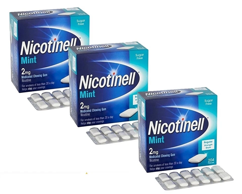 Nicotinell Minze medizinischer Kaugummi 204 Stück 2mg x 3er Pack Ablaufdatum 07-2026 - Bild 1 von 1