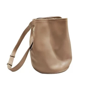 Creatures Of Comfort Beige Leather Bucket Bag Minimalist Italy Adjustable Strap - Picture 1 of 15