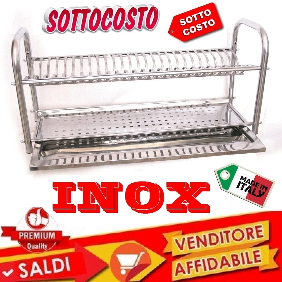 SCOLAPIATTI COLAPIATTI BASE O APPOGGIO IN ACCIAIO INOX DA 70 CON RACCOGLIGOCCE