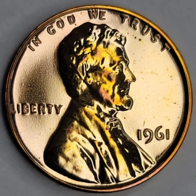 1961 P PROOF TONED LINCOLN CENT - Image 1 of 4
