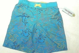 Cat & Jack Boys Swim Trunks Suit, drawstring, Blue Neon Shark Size XL - Picture 1 of 3