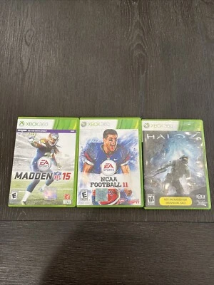 NCAA Football 11, Madden 15, Halo 4 (Xbox 360) With Manual. Video Games - Image 1 of 3