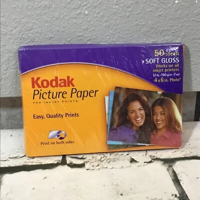 Kodak Picture Paper for inkjet prints 4x6 inch 50 sheets brand new soft gloss - Image 1 of 4