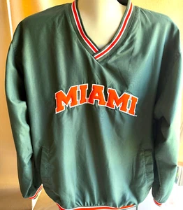 MIAMI vintage windbreaker Genuine Stuff Collegiate M deep green orange trim - Picture 1 of 11