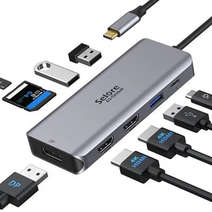 USB C Docking Station Dual Monitor, 9 in 1 USB C Triple Display Docking Stati... - Picture 1 of 7