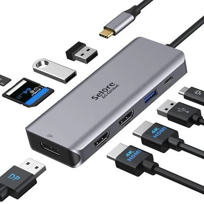 USB C Docking Station Dual Monitor, 9 in 1 USB C Triple Display Docking Stati... - Image 1 of 4