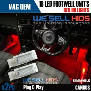 2x Golf MK5 MK6 MK7 7.5 LED VW RED Footwell Door Interior Lights under smd oem - Picture 1 of 8
