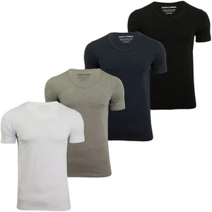 Jack & Jones Mens S/S Vee Neck T-Shirt - Slim Fit - Picture 1 of 10