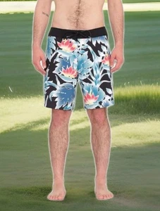 Volcom Mens Mod-TECH 19" LEAF IT Board Short Black FLORAL Size 36 LARGE NWT swim - Picture 1 of 8