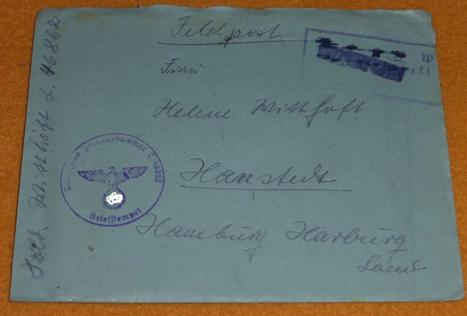 Luftwaffen-Bau-Bataillon 7/VIII Feldpost Witthöft Hanstedt Aptierter Stempel GG - Bild 1 von 1