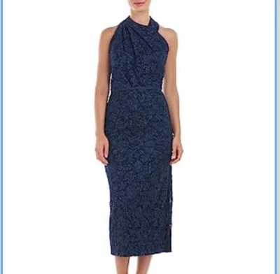 Vestido JS Collection Talla 8 Escarlata Envolvente Hasta el Té Azul Marino Bordado Malla Soutache Foto 1 de 4