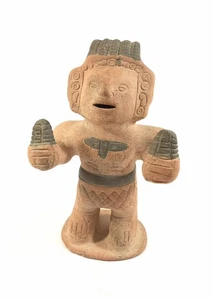 Mexican Aztec Mayan Inca Clay Terracotta 12'' Sculpture Figure Statue Signed - Foto 1 di 10