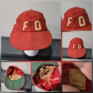 True VTG Early 1900s FD Wool Baseball Hat Cap Medium 20s 30s 40s 50s DISTRESSED - Picture 1 of 17