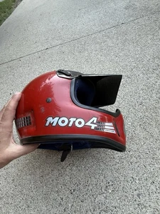 Vintage Red Bell Moto 4 Motorcycle Helmet With Visor Full Face - Picture 1 of 16