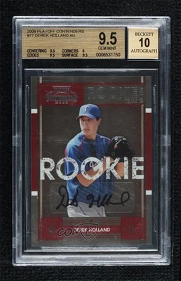 2008 Playoff Contenders Derek Holland #77 BGS 9.5 GEM MINT Auto - Image 1 of 2