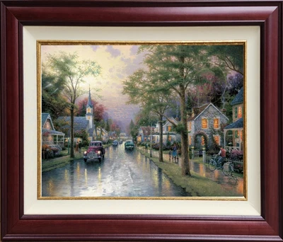 Thomas Kinkade ~ Hometown Morning ~ 25.5 x 34 ~ S/N ~ oil on canvas - Image 1 of 4