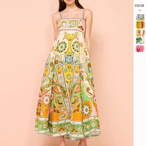 Summer Maxi Dress Farm Floral Print Sleeveless Swing Women Rio Beautifull - Picture 1 of 20
