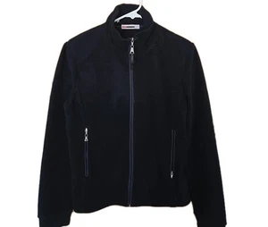 Vintage PRADA Luxury Black Fleece Nylon Full Zip Sweatshirt Size L Black Tab - Picture 1 of 8