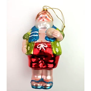 Skurriler tropischer Weihnachtsmann mit Kokosnuss Cocktail Weihnachten Glas Ornament 6 Zoll - Bild 1 von 9