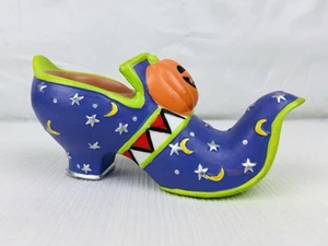 VTG Halloween Witches Shoe Boot Tea light Candle Votive Holder Porcelain 6” - Picture 1 of 9
