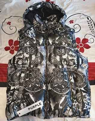 PURPLE BRAND MENS POLY SNAP OFF HOOD PUFFER VEST size XL  - Image 1 of 4