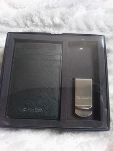 Calvin Klein Green Mens Credit Card Holder W/ Money Clip - Picture 1 of 2