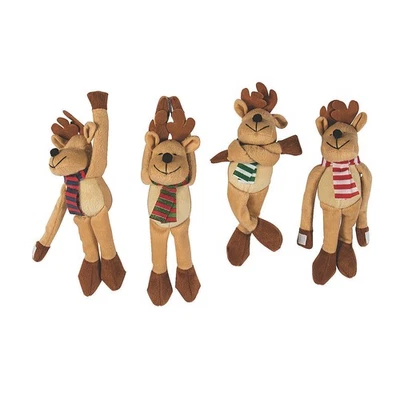 ORIENTAL TRADING 11 1/2" Classic Long Arm Stuffed Reindeer with Scarves - 12 Pc.