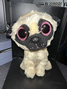 Ty Beanie Boos Pugsly 6” No Heart Tag Soft Toy Cute Puppy Dog Sparkle Eyes Rare - Picture 1 of 5