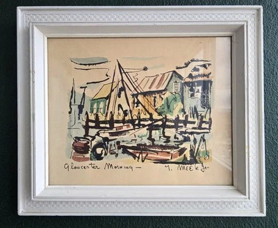 Mid Century Watercolour Painting 'Gloucester Morning'  by T. MEEKS Jr.  - Image 1 of 4