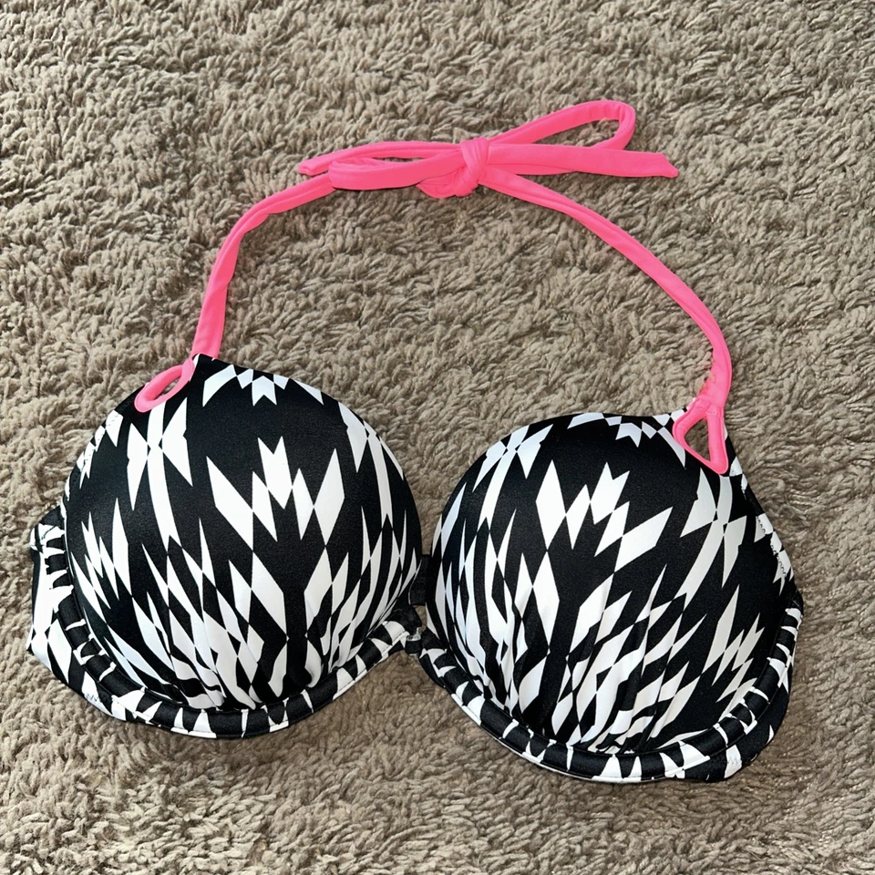 Victoria’s Secret Bikini Traje de Baño Top Sujetador Mujer’s 32D Corbata Halter Estampado Animal Foto 1 de 4