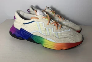 Adidas Ozweego PRIDE Shoes Men’s Size 9 white Rainbow Orange Laces Sneakers - Picture 1 of 8
