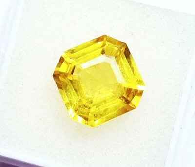 Piedras preciosas sueltas de 9 quilates de zafiro amarillo corte Asscher certificado 1 pieza con regalo gratis Foto 1 de 4